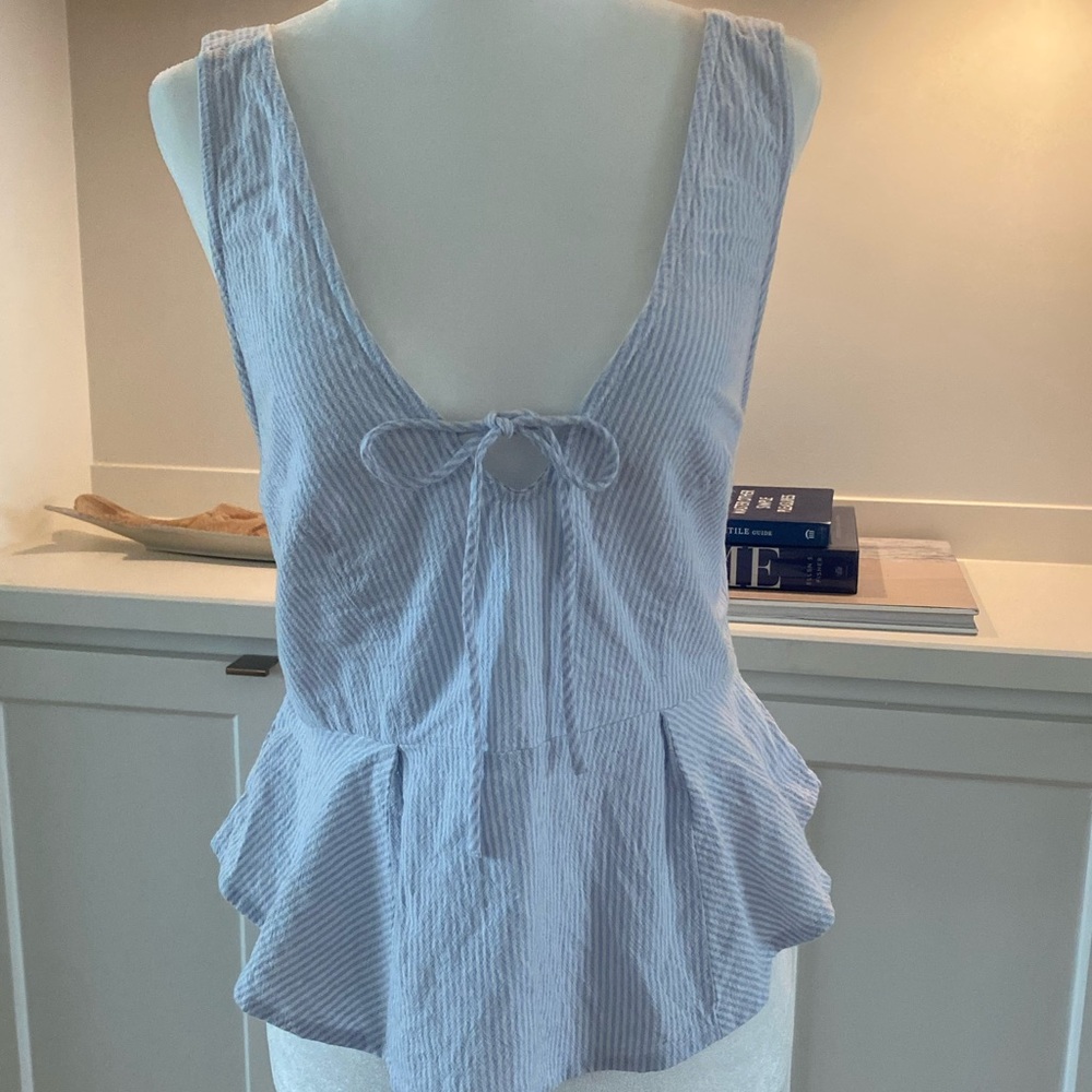 Free People Light Blue Sleeveless Peplum Top